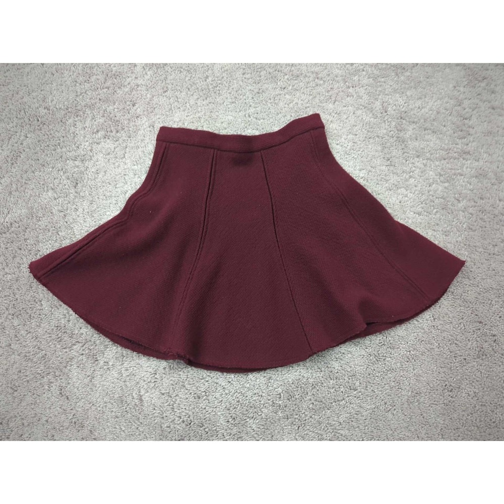Zara Woman‎ A-line Skater Skirt Womens Small Red Zip Back Knit Mini
